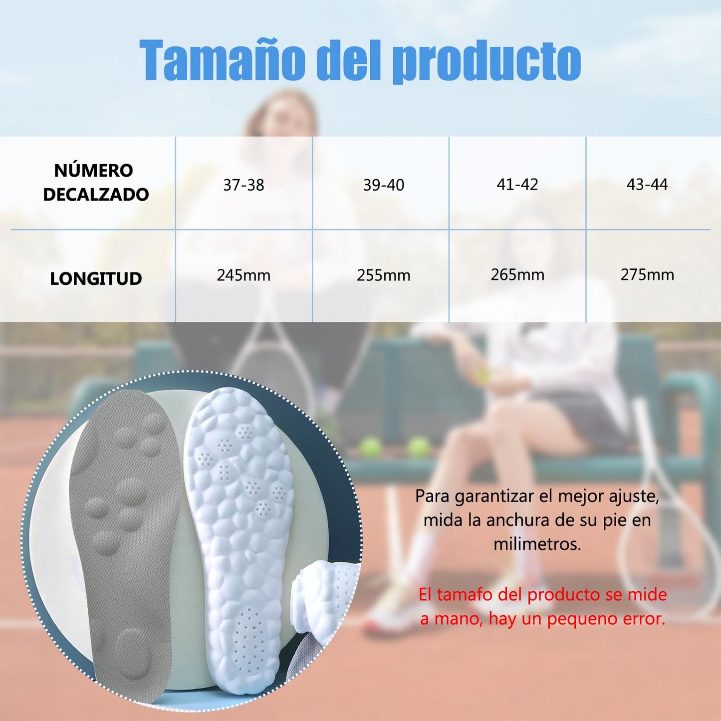 Plantillas Ortopédicas Unisex Espuma Viscoelástica Gris Alivio de Dolor 41/42