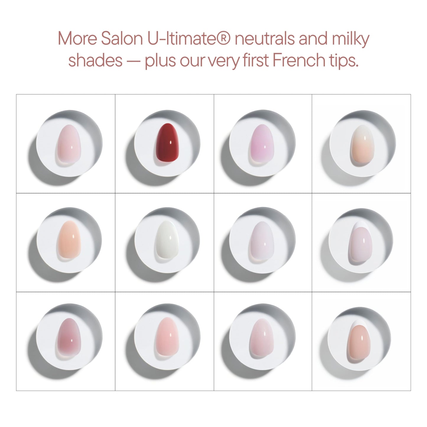 Celebritips Uñas postizas - Salon U-ltimate™ | Bare Milk, uñas almendradas extracortas, reutilizables | 16 tamaños - Kit de 32 uñas con pegamento y pestañas adhesivas