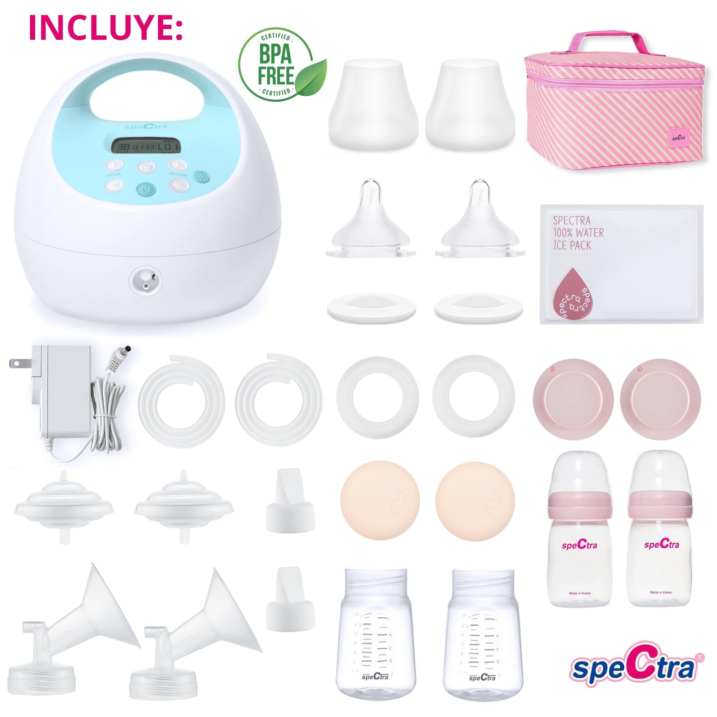 Extractor de Leche Eléctrico Doble Spectra S1 Plus Original con Hielera y Batería Recargable de Grado Hospitalario