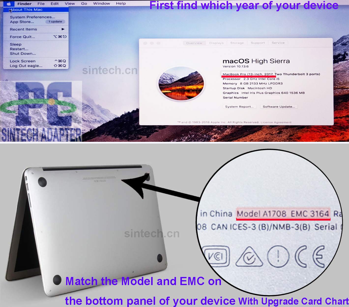 Adaptador SSD NVMe M.2 Sintech para Mac 2013-2015