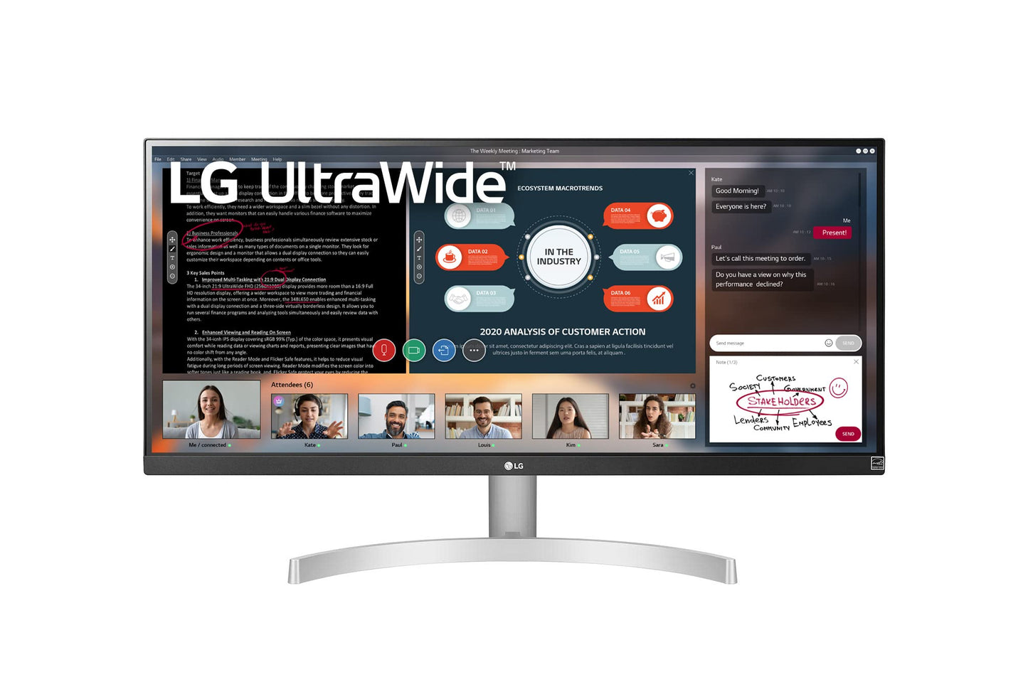 LG 29WN600-W Monitor de computadora Ultra Ancho de 29 Pulgadas, visualización IPS WFHD con HDR10 (Plateado)
