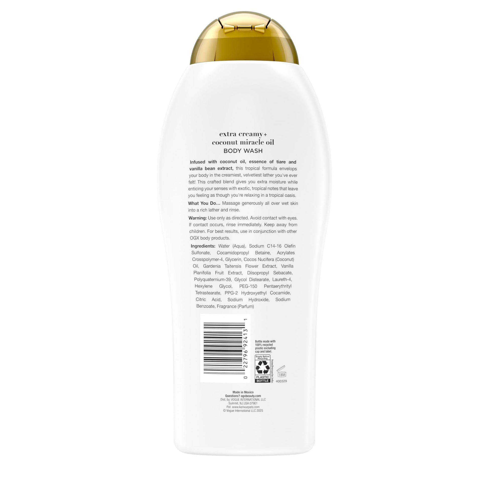 OGX, Body Wash Humectante de Aceite de Coco, 577 ml