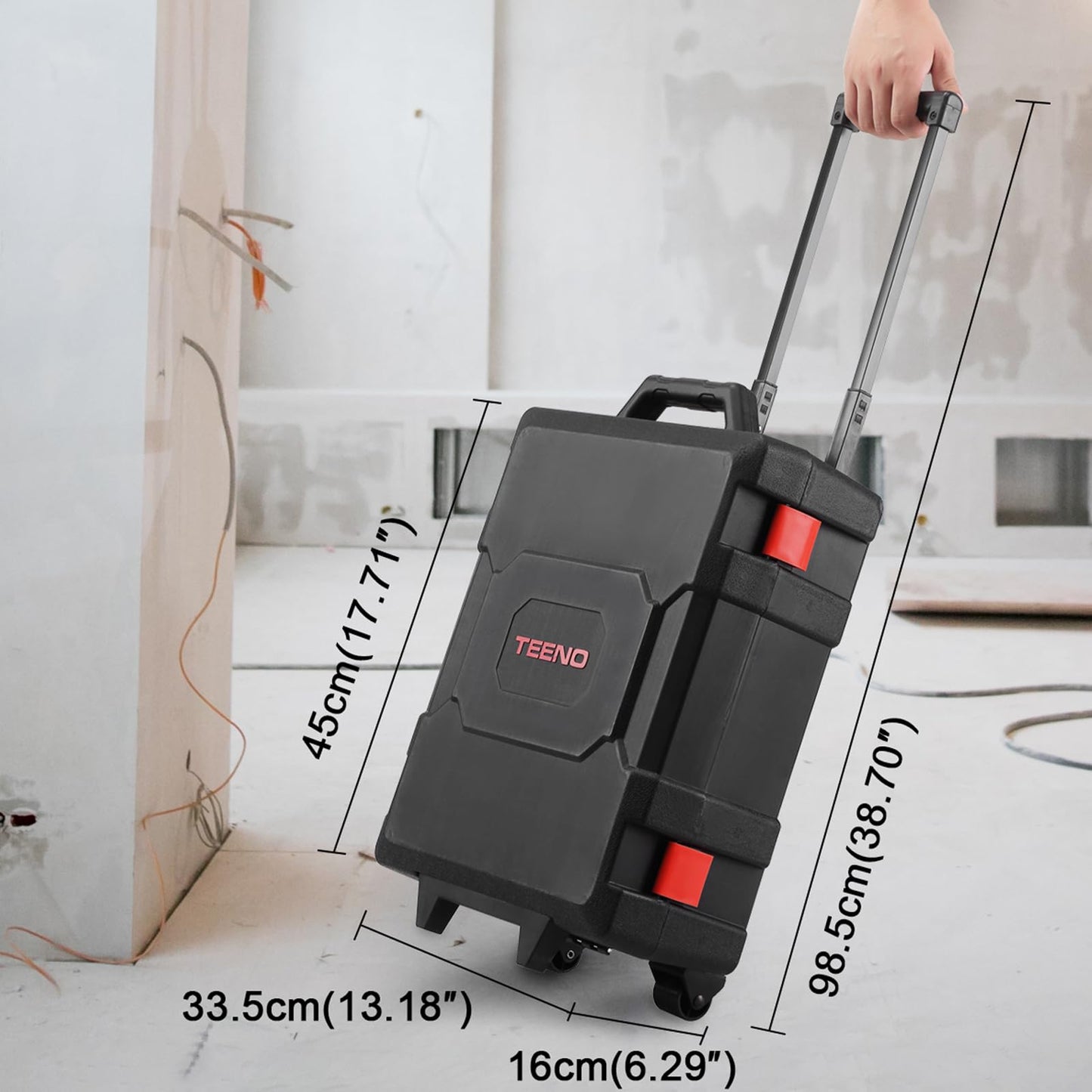 Juego de Herramientas TEENO Negro con Maleta sobre Ruedas para Uso Doméstico