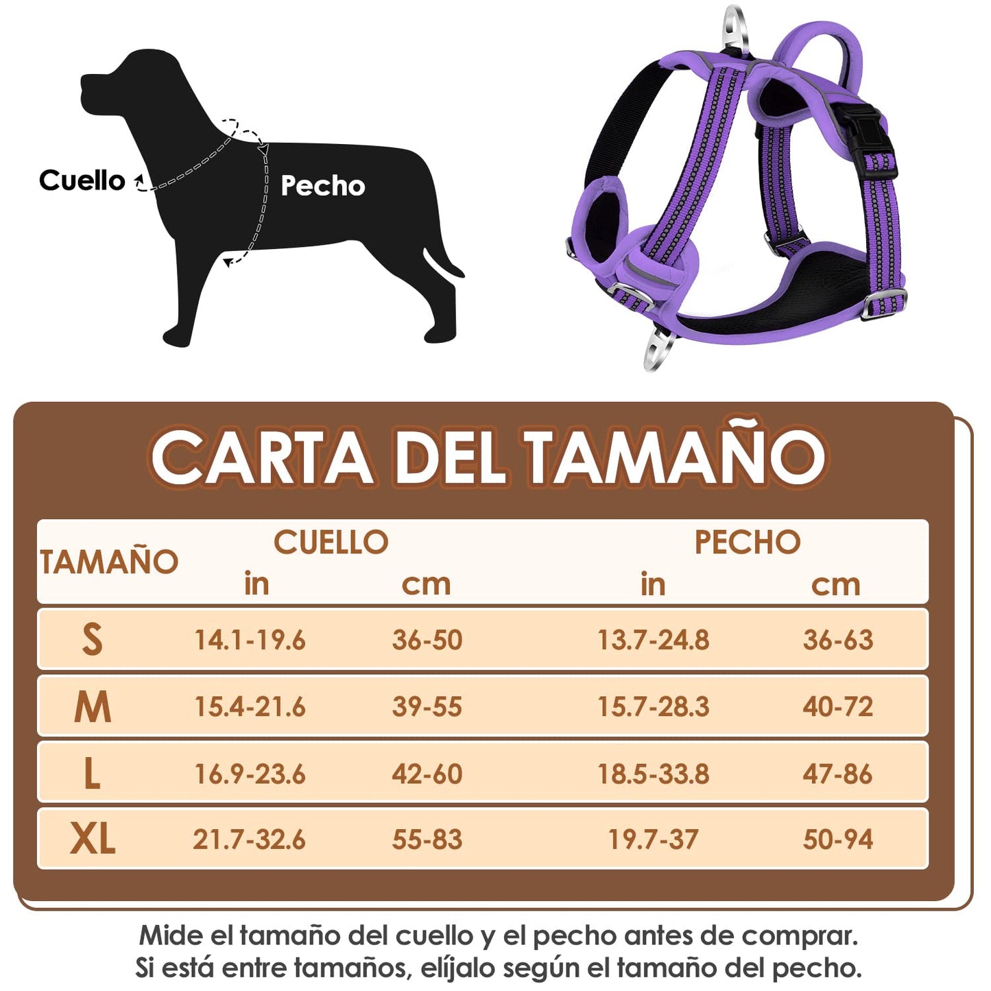 Arnés de Perros SlowTon Púrpura Reflectante Transpirable Ajustable Anti Tirones para Entrenamiento (XL)