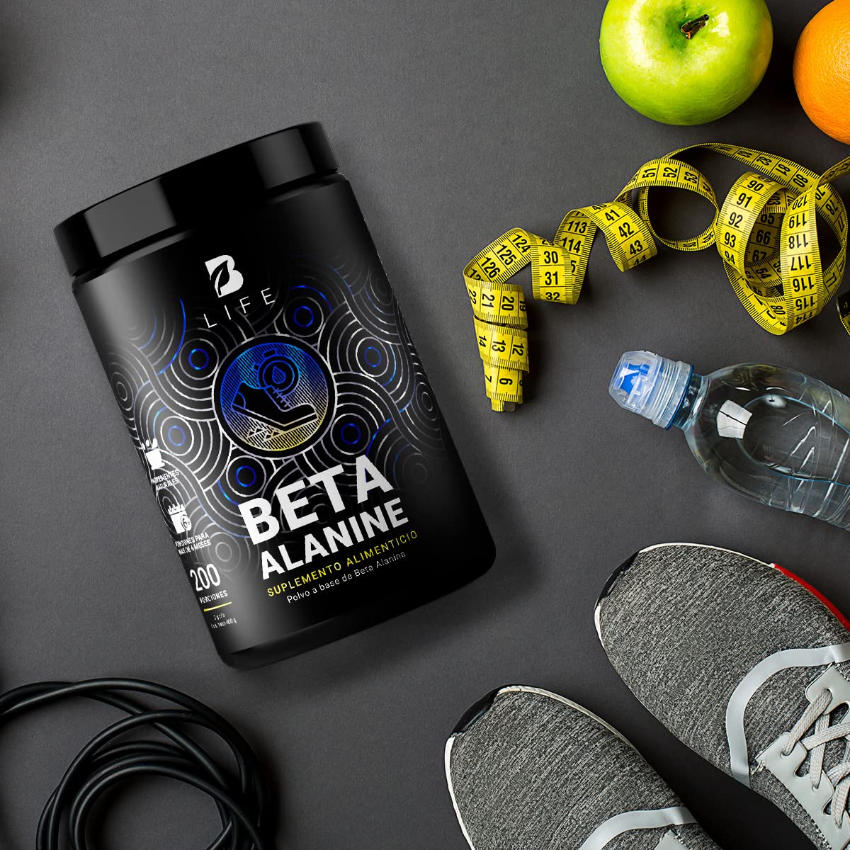 Beta Alanina en polvo 200 Servicios. Ingredientes naturales. Beta Alanine 400 Gramos B Life.