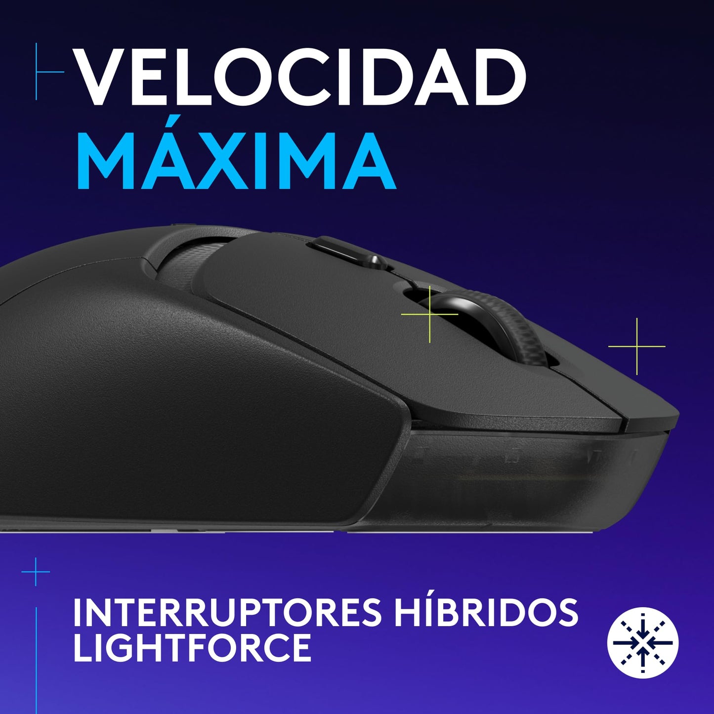Logitech G309 Mouse inalámbrico Lightspeed para Juegos, Ligero, interruptores híbridos LIGHTFORCE, Sensor Hero 25K, 300+ Horas con una batería AA, 6 Botones programables, PC y Mac - Negro