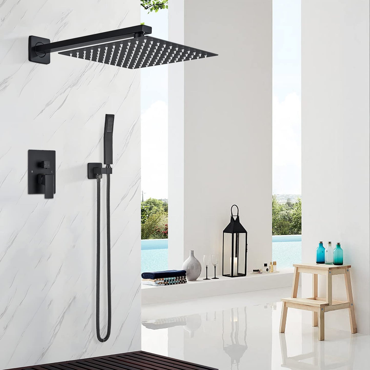 Regadera Para Baño FeeTron Acero Inoxidable Cuadrada Monomando Moderna