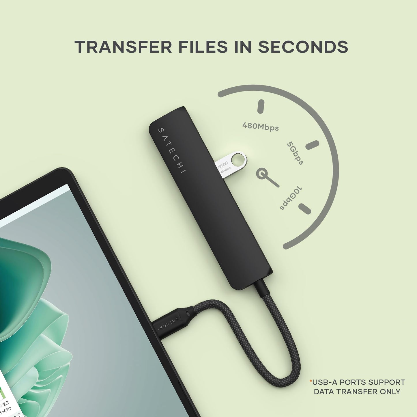 Adaptador USB-C Satechi Negro 6 en 1 con HDMI 4K, Carga PD y Lectores de Tarjetas