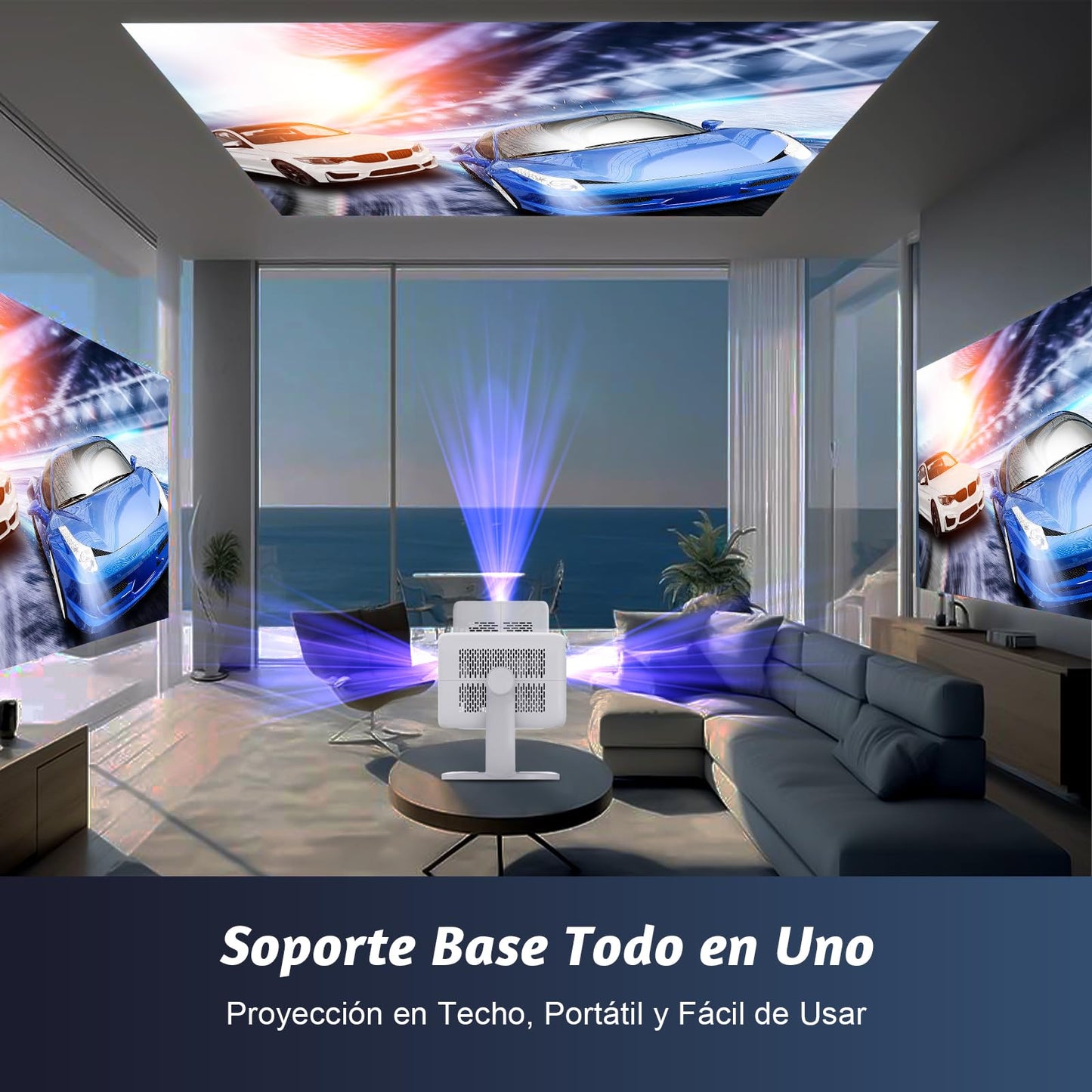VUEKIME Proyector 4K Portátil Compatible con Netflix – Android 13, Autoenfoque, Keystone Automático | WiFi 6 de Doble Banda, Bluetooth 5.2, 1080P Nativo, 500 ANSI y Sonido 3D HiFi