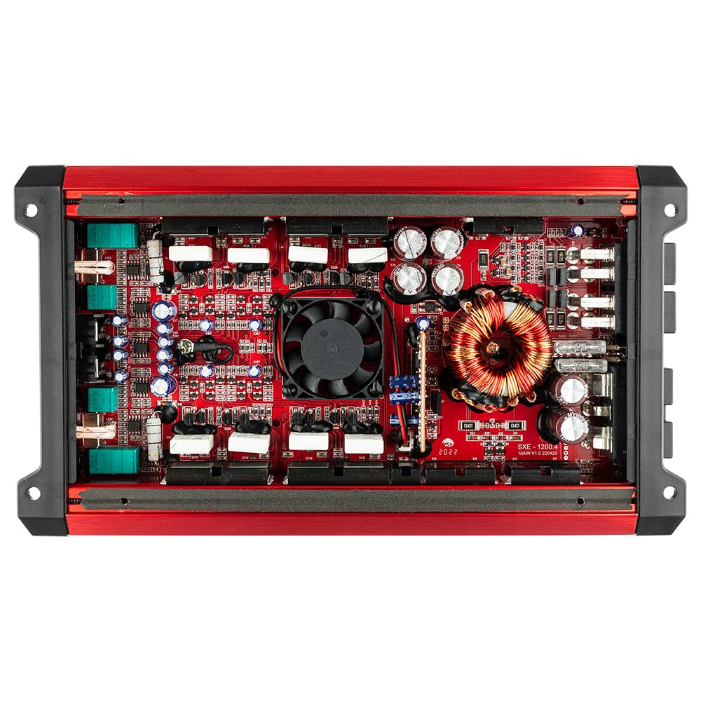 Amplificador Estéreo DS18 Rojo Clase A/B 4 Canales 1200 Vatios para Coche