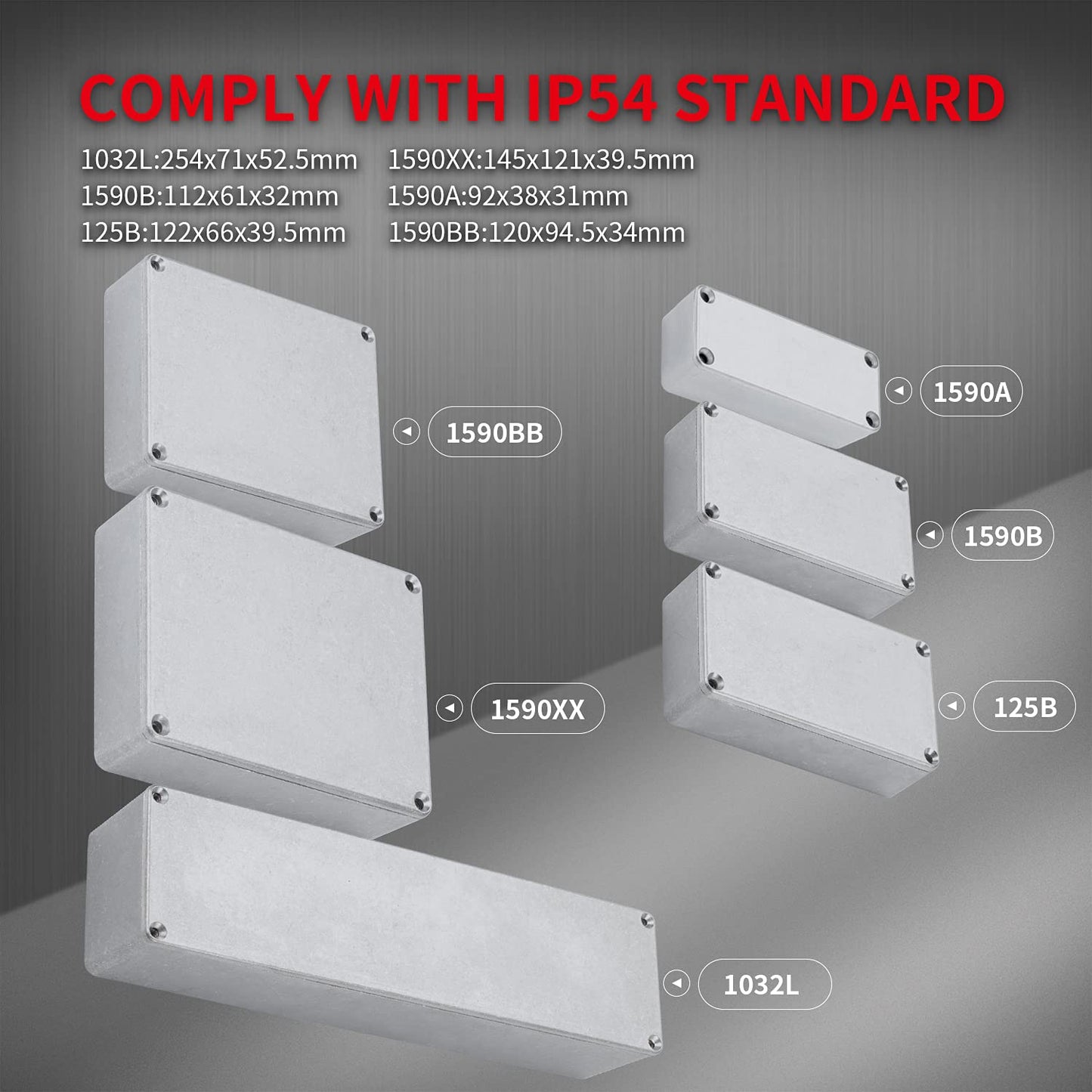 DaierTek - Caja de aluminio para pedal de efecto guitarra 125B / 1590N1, caja de metal sin acabar, 122 x 66 x 39,5 mm con patas de goma