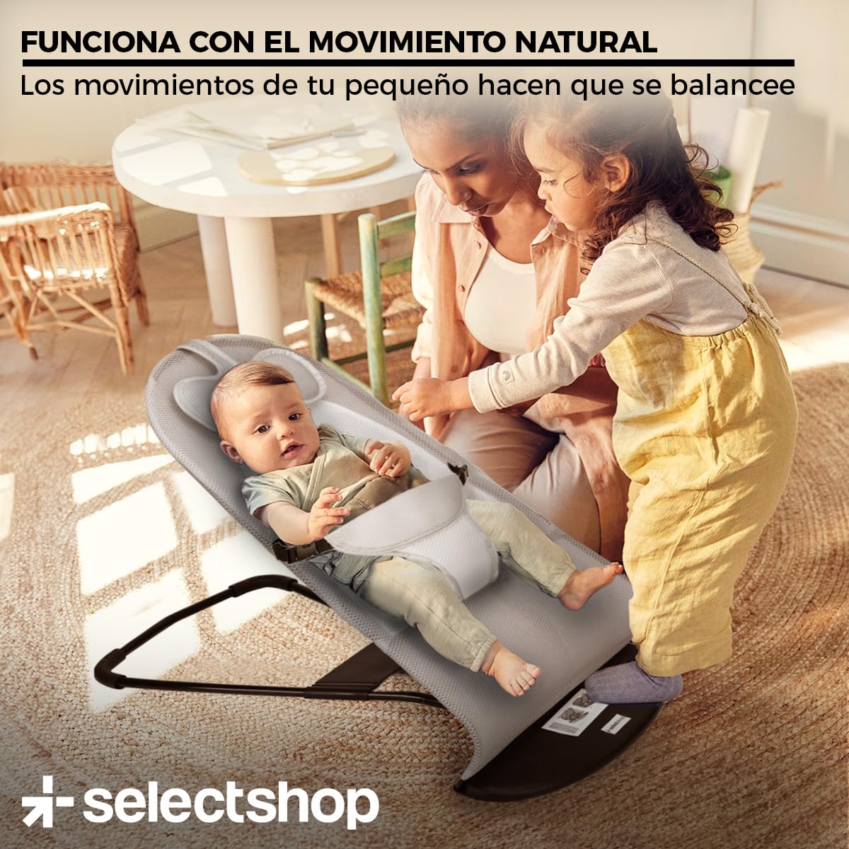 Silla Mecedora Portátil SELECTSHOP Verde con Asiento Transpirable y Cómodo para Bebé