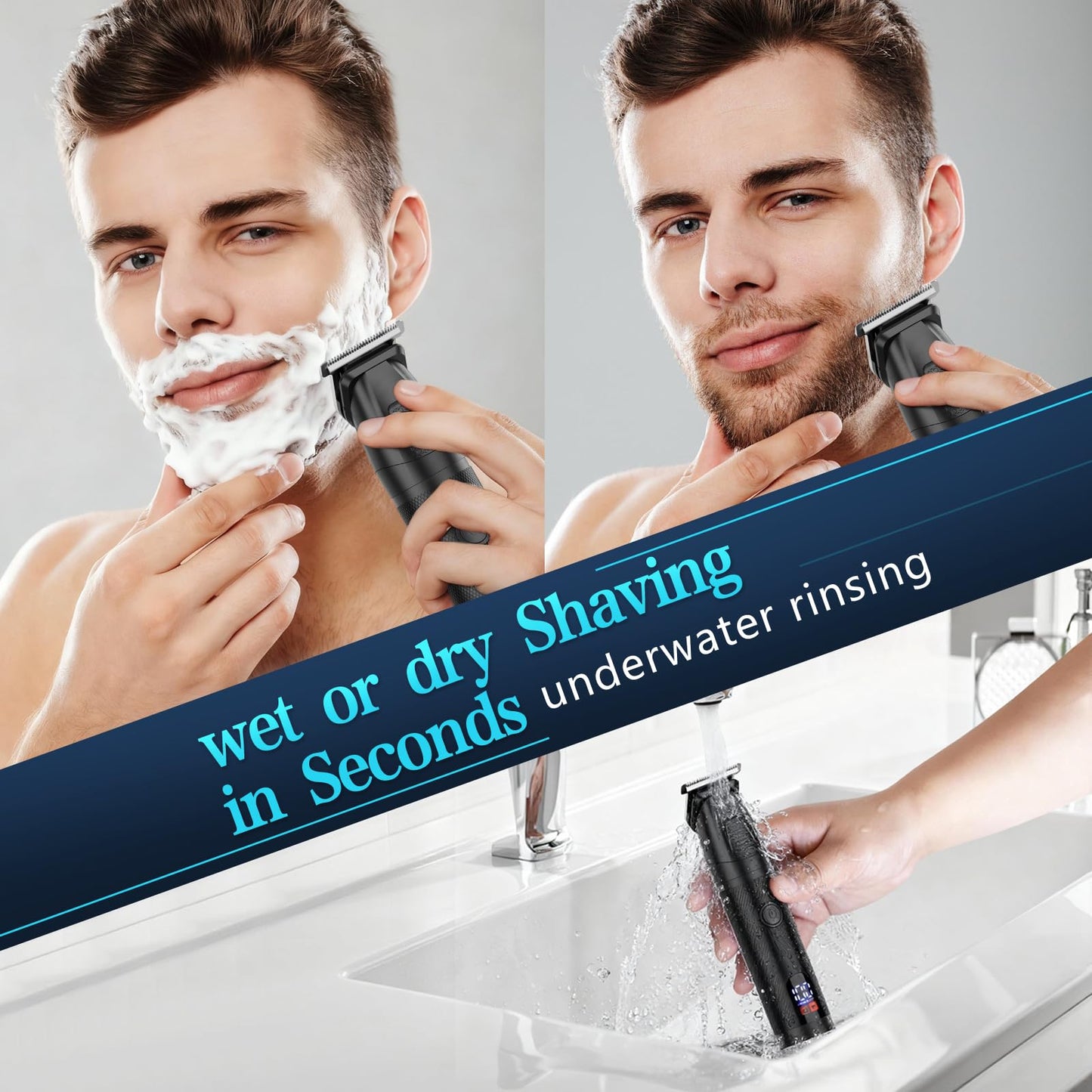Bomxin - Cortadora de barba para hombres, maquinilla de afeitar eléctrica para nariz, cuerpo, cara y bigote, cortapelos 5 en 1