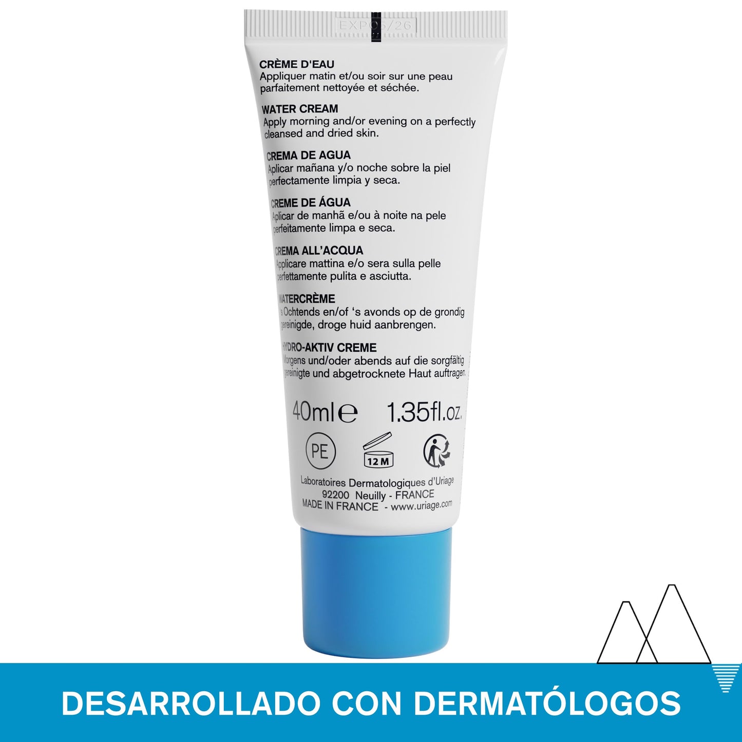 URIAGE EAU THERMALE Crema facial hidratante con ÁCIDO HIALURÓNICO I Hidratación 24 horas, luminosidad y suavidad. Crema facial fresca y ligera I Aroma floral agradable I Sin parabenos I No comedogénico