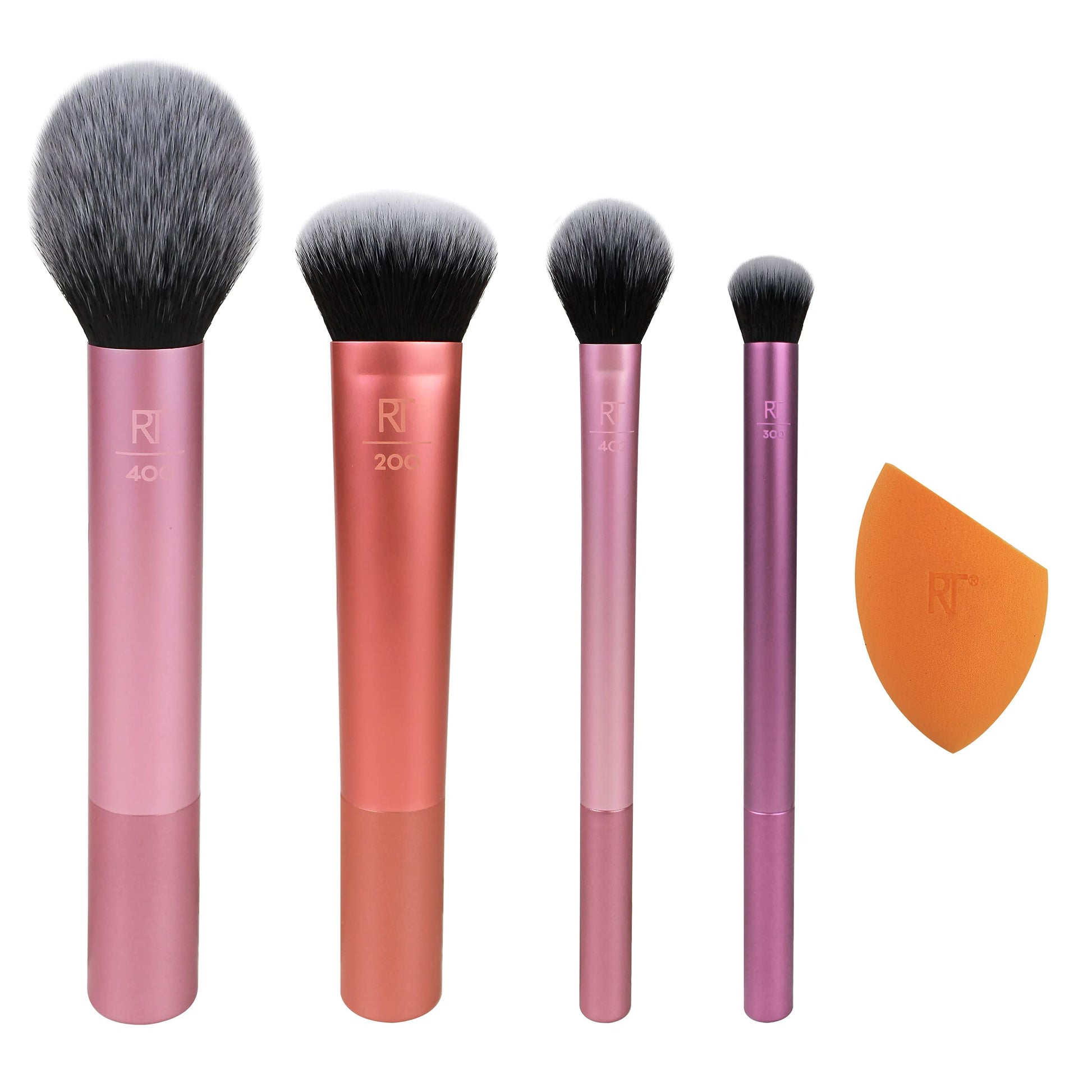 Real Techniques, Everyday Essentials, Set de Brochas de Maquillaje con Esponja Multifuncional, Kit de Accesorios Esenciales +, Dúo de Brochas de Maquillaje para Ojos