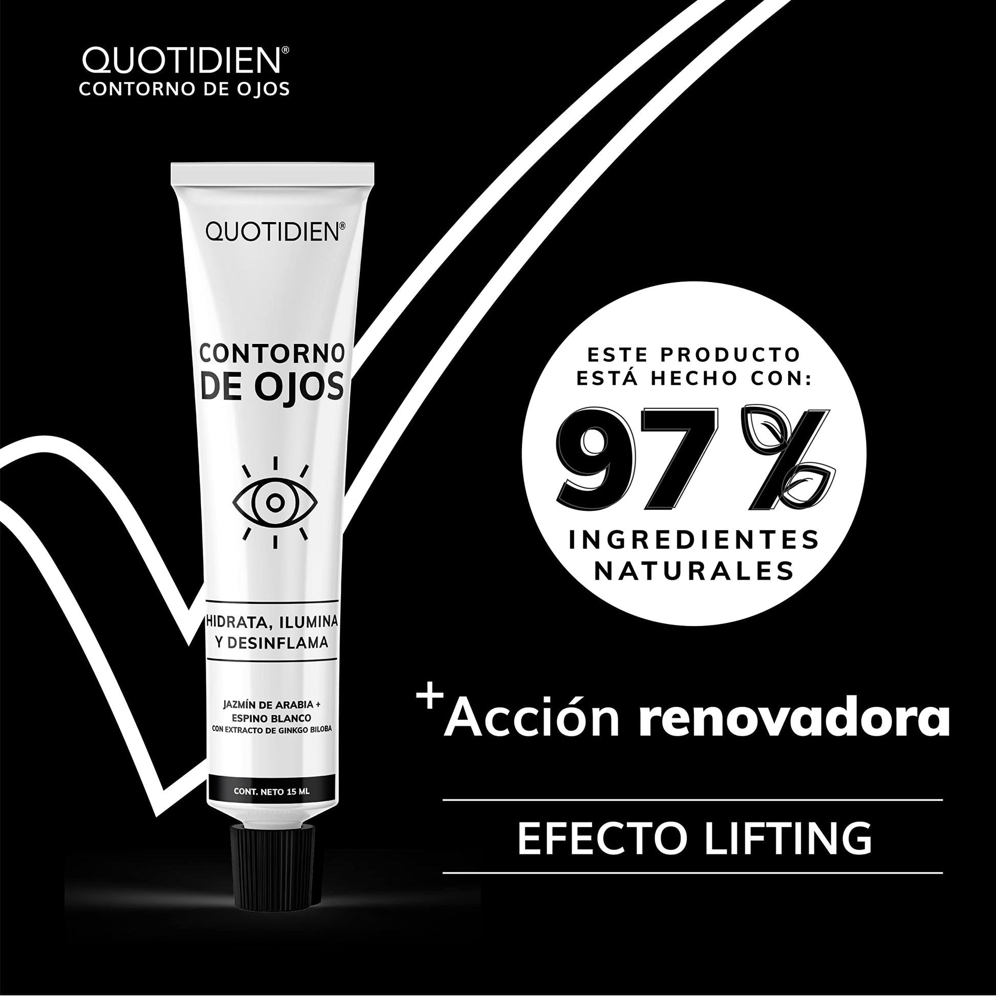 Contorno de Ojos en Gel-Hidratación y luminosidad- Atenúa Líneas de Expresión - Refresca y energiza tus ojos- Ligero y Rápida absorción- Sin fragancia-Sin parabenos- SkinCare-Todo Tipo de Piel | 15ml