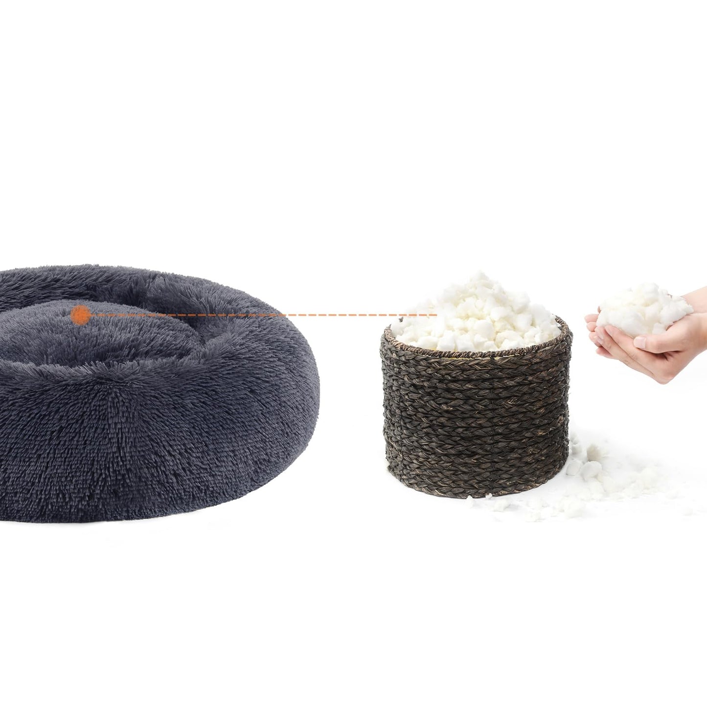 Feandrea Cama de Perros, Cama para Mascotas, Diámetro de 50 cm, Cojín Central Extraíble y Lavable, Alfombra de Felpa, Gris Oscuro MPGW037G02