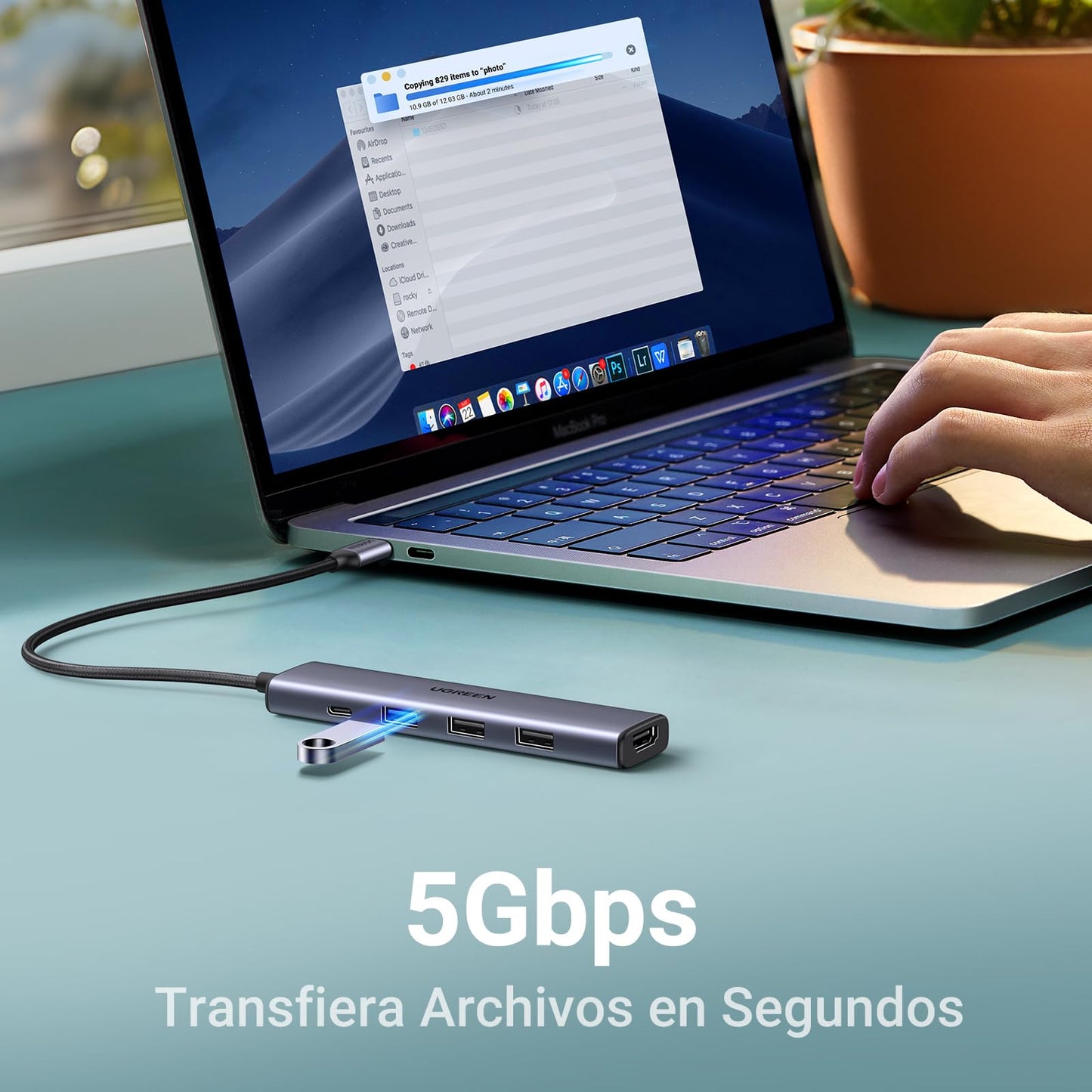 Adaptador Multipuerto USB C UGREEN Aluminio Compatible con MacBook M1 M2 iPad iPhone