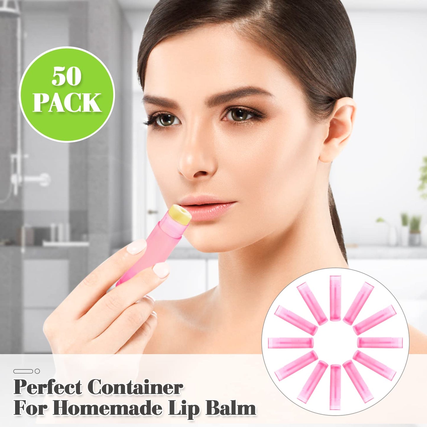 DMuuuDM 50 Tubos De Bálsamo Labial Giratorios De 5,5 G, Envases De Plástico Vacíos Para Bálsamo Labial, Bálsamo Labial Giratorio, Envases De Desodorante Para Hacer Lápices Labiales Caseros, Bálsamos L