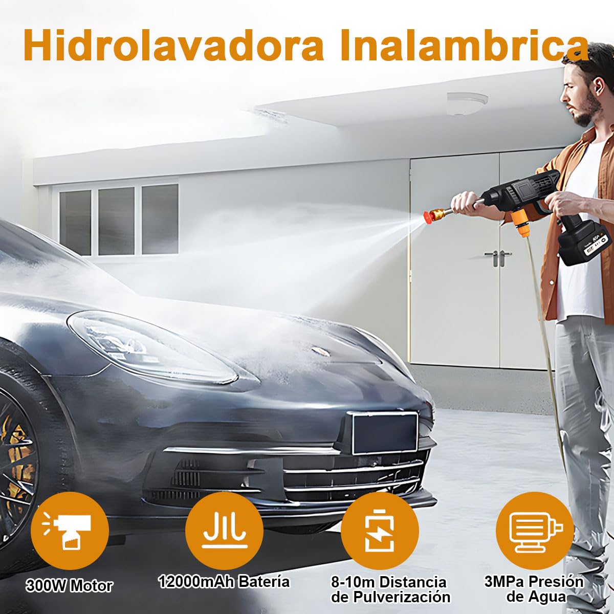 Pistola de Lavado Inalámbrica ADILIKADII Negra con Batería Dual y Hidrolavadora Portátil