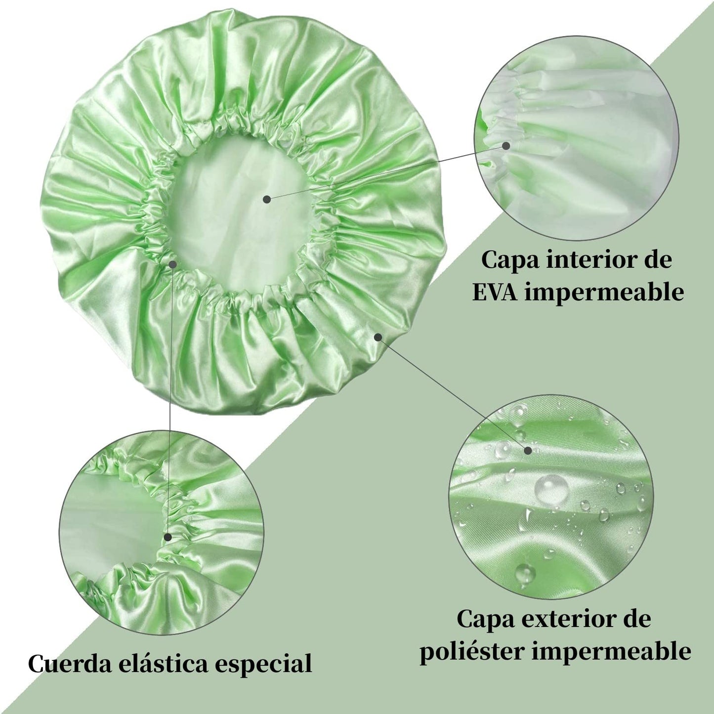 Shoonlo Gorros de Baño 3 Paquetes, Gorra de Baño EVA Impermeable Dobles, Gorro para Dormir Mujer Ajustable, Gorra de Bano Mujer Reutilizable para Bañarse y Dormir Cabello Rizado…