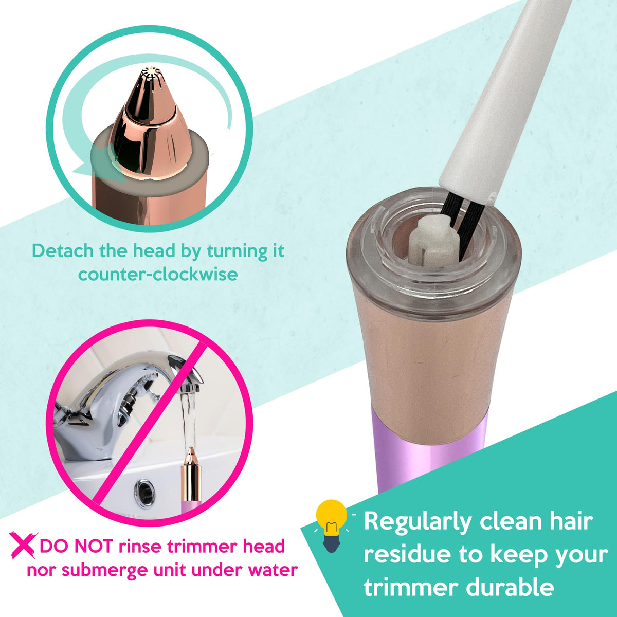 Removedor 2‑en‑1 de Vello para Cejas y Facial para Mujer, Indoloro Flawless