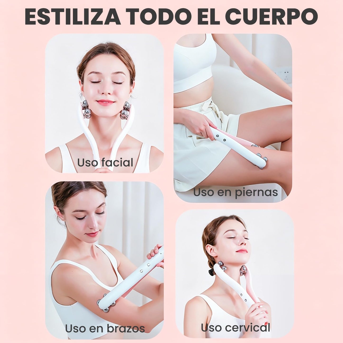 Masajeador Facial de EMS, Rodillo Facial Antiarrugas, 3 Niveles Regulables, para Lifting Facial, Reafirmacion Facial y Reduce la Papada, Apto para Rostro, Cuello, Piernas y Brazos