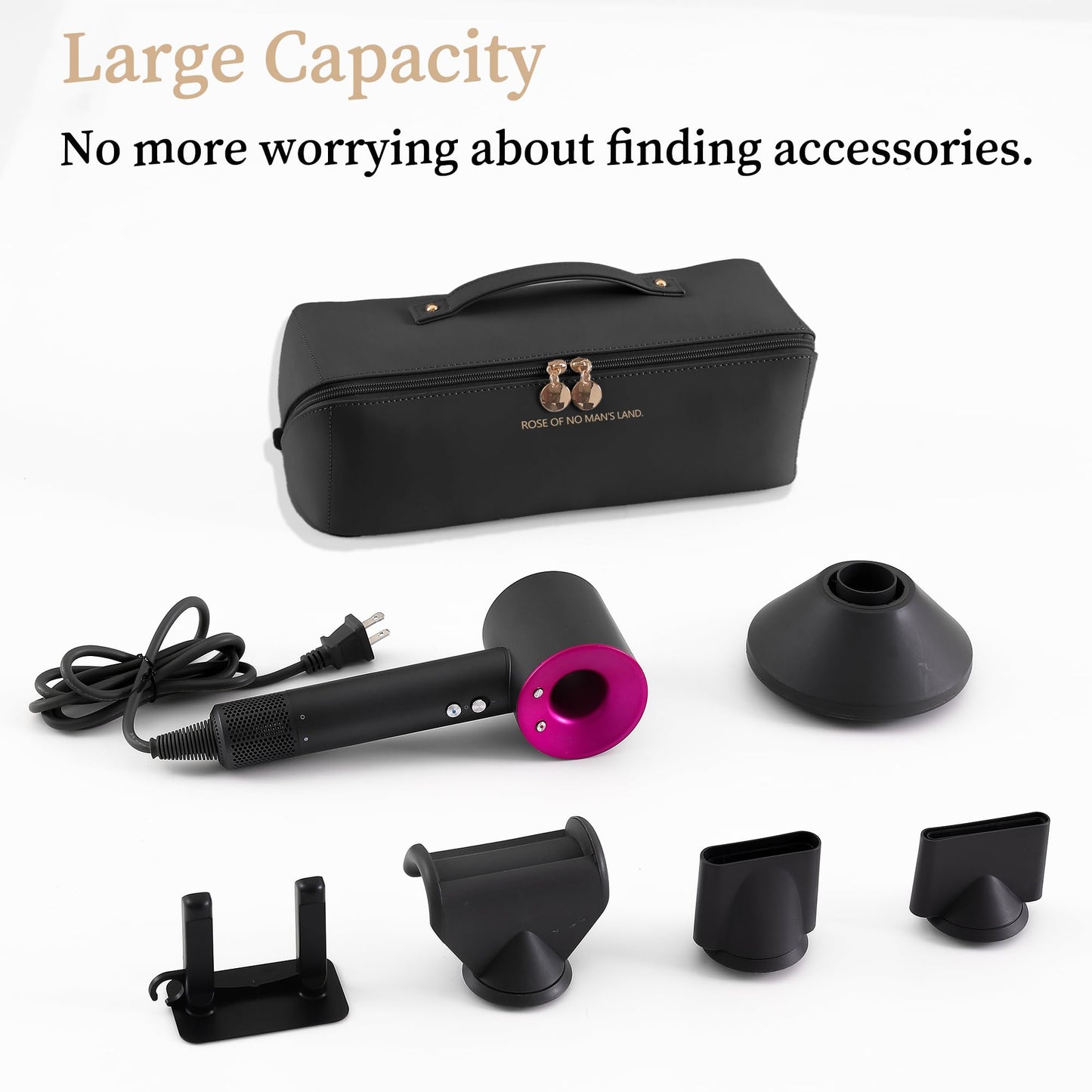 Linpr Estuche de Viaje Compatible con Dyson Airwrap Styler, Bolsa de Almacenamiento de Viaje Portátil para Secador de pelo, Estuche Organizador Impermeable para Shark Flexstyle (Negro)
