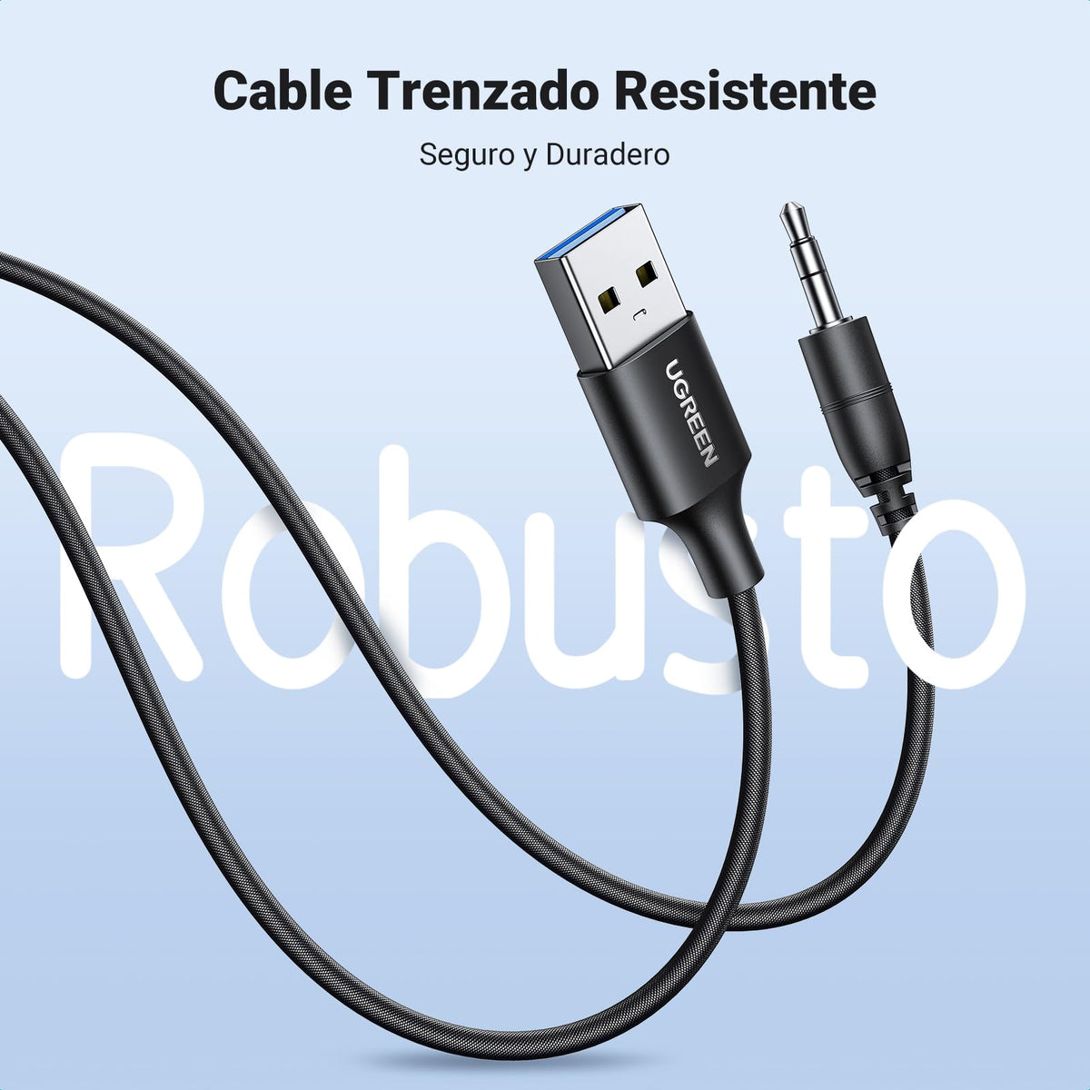 Receptor de Audio Bluetooth 5.4 UGREEN Negro para Coche 3.5mm y USB