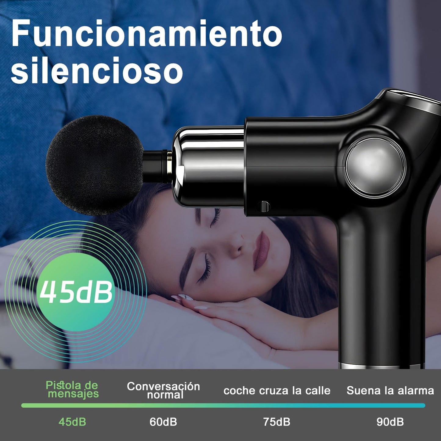 Pistola de Masaje Muscular, Masaje Eléctrico Mano con 8 Cabezales y 32 Velocidades Ajustables,Masajeador Muscular De Tejido Profundo para Atletas, Masajeador Deportivo Eléctrico Portátil de Relajación