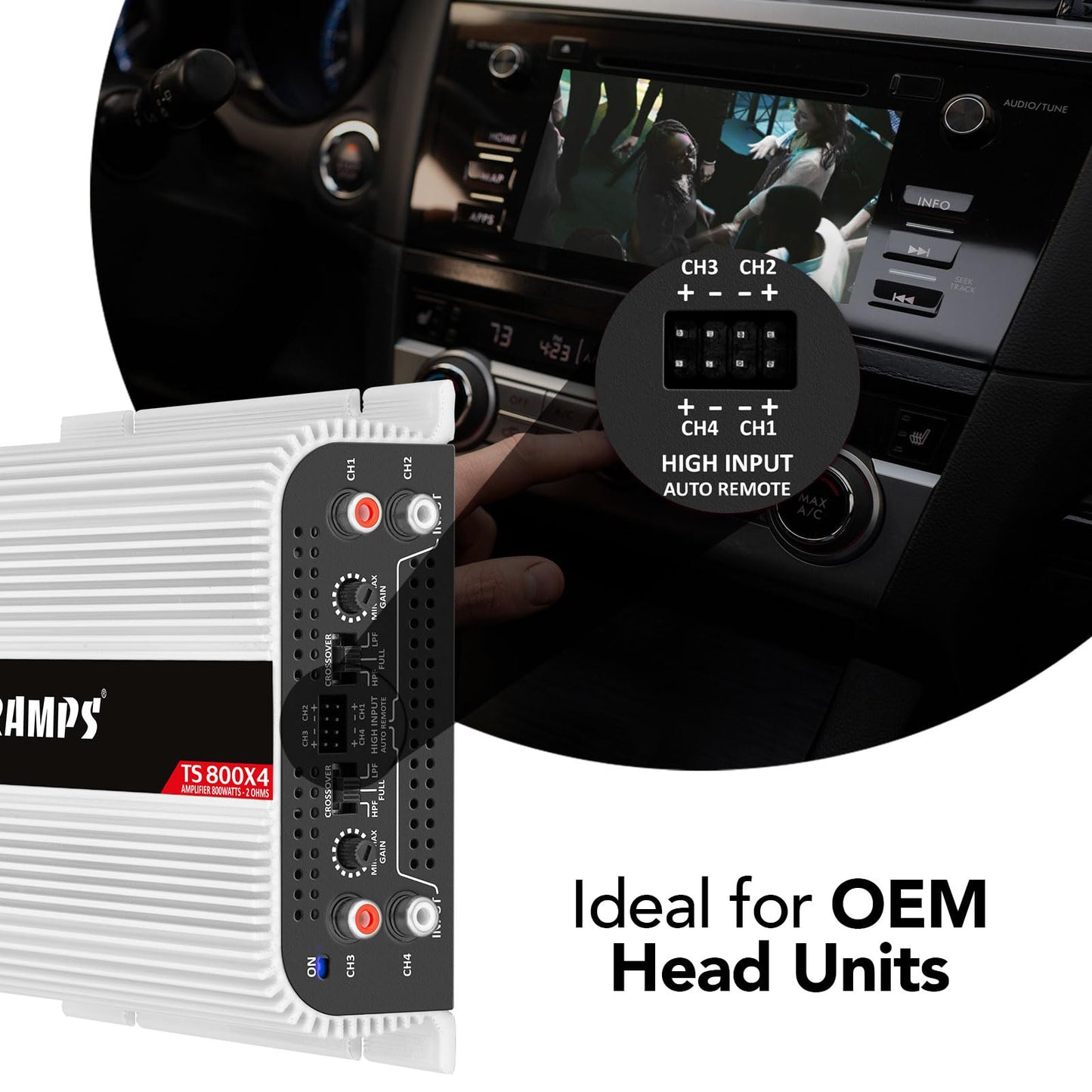 Amplificador de Sonido Taramps TS 800x4 4 Canales 2 Ohmios 800 W RMS para Auto