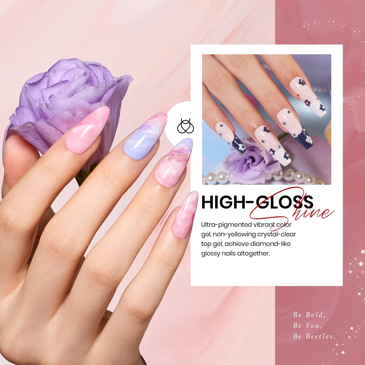 Beetles Kit de esmalte de uñas de gel de 23 piezas con capa superior mate brillante y capa base Colección nocturna para niñas Juego de esmalte de uñas de gel con purpurina gris desnudo blanco UV Soak Off Manicura navideña para mujeres y niñas