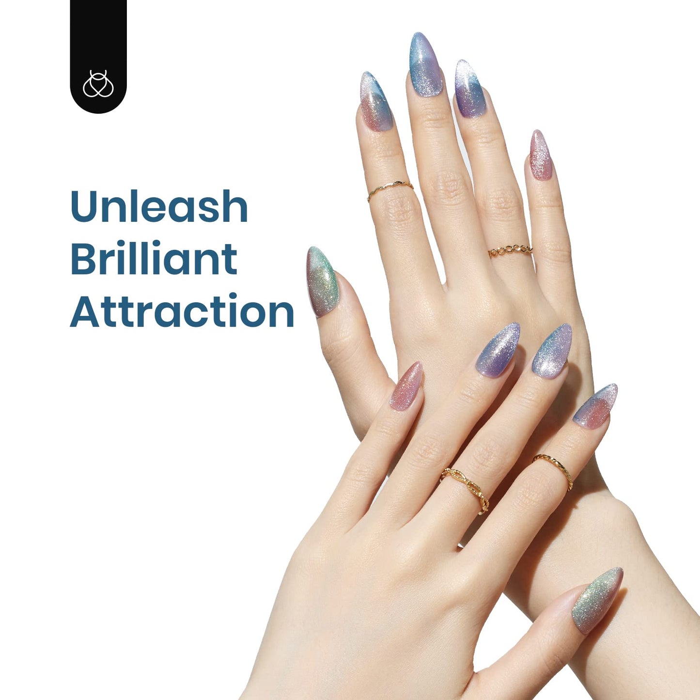 Escarabajos Kit de esmalte de uñas de gel de ojo de gato con brillo holográfico de 6 colores con imán Serie romántica de galaxias Juego de esmalte de uñas de gel con LED ultravioleta para el hogar DIY Manicura Salón de uñas Barniz Arte de uñas