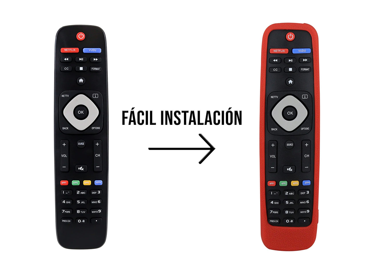 Funda para Control Philips Smart TV 4k Silicon (Rojo)