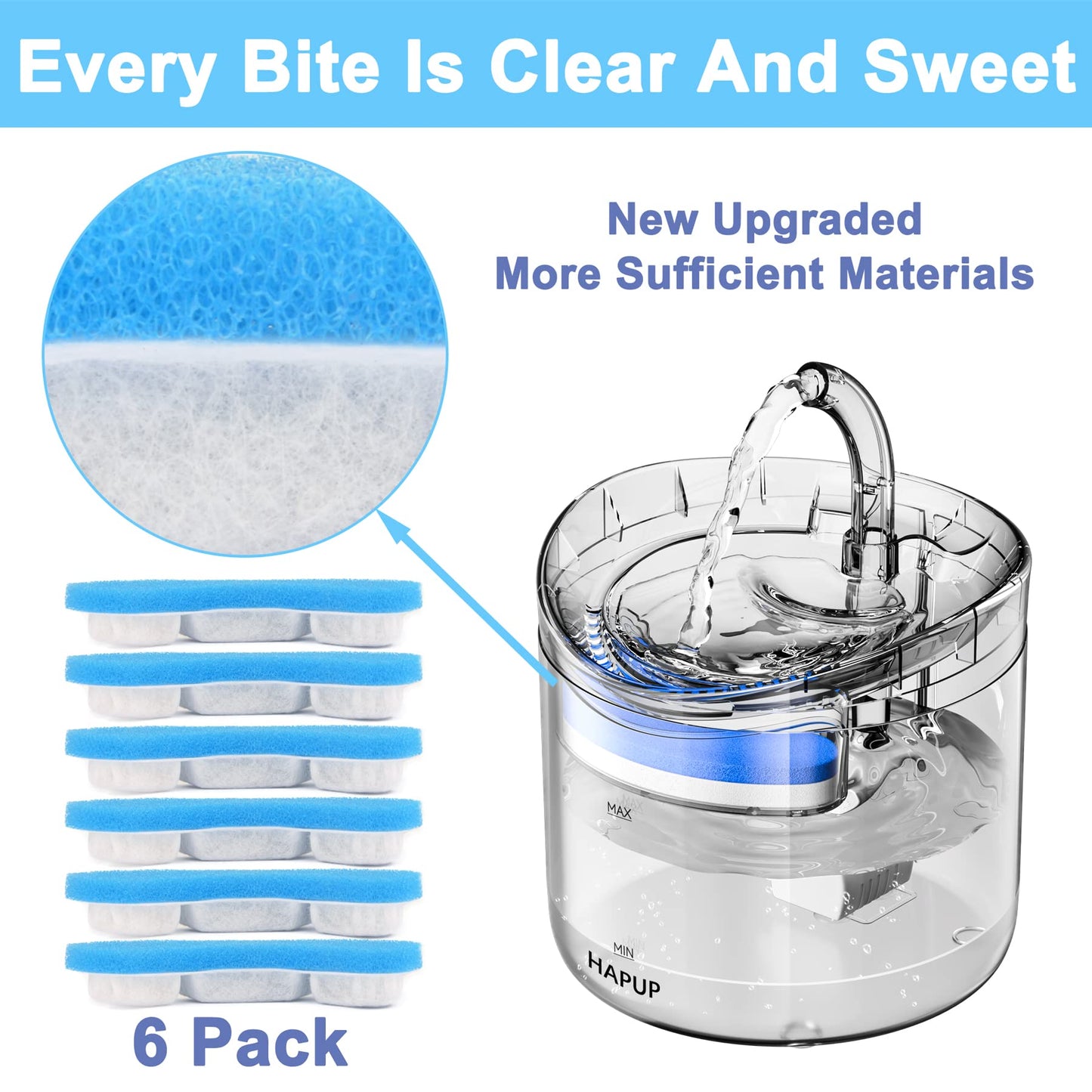 Filtro de fuente de agua para gatos de repuesto, filtro de fuente de gato en forma de arco, seguro, lavable, filtros de fuente de agua de animales con 4 sistemas de filtración para Dog Kitty Spout Cat