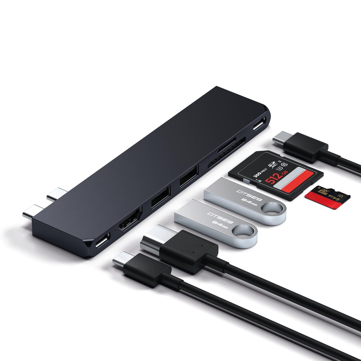 Adaptador Multipuertos USB C SATECHI Medianoche Pro Slim 7 en 1