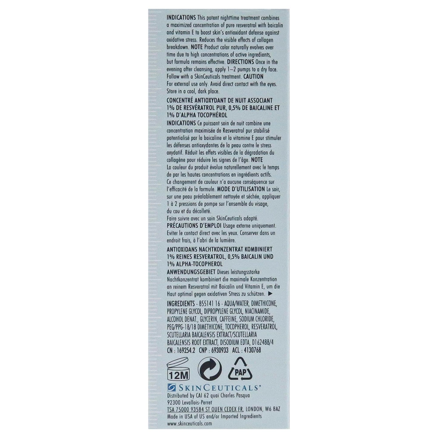 SkinCeuticals antioxidante resveratrol BE 30ml Noche