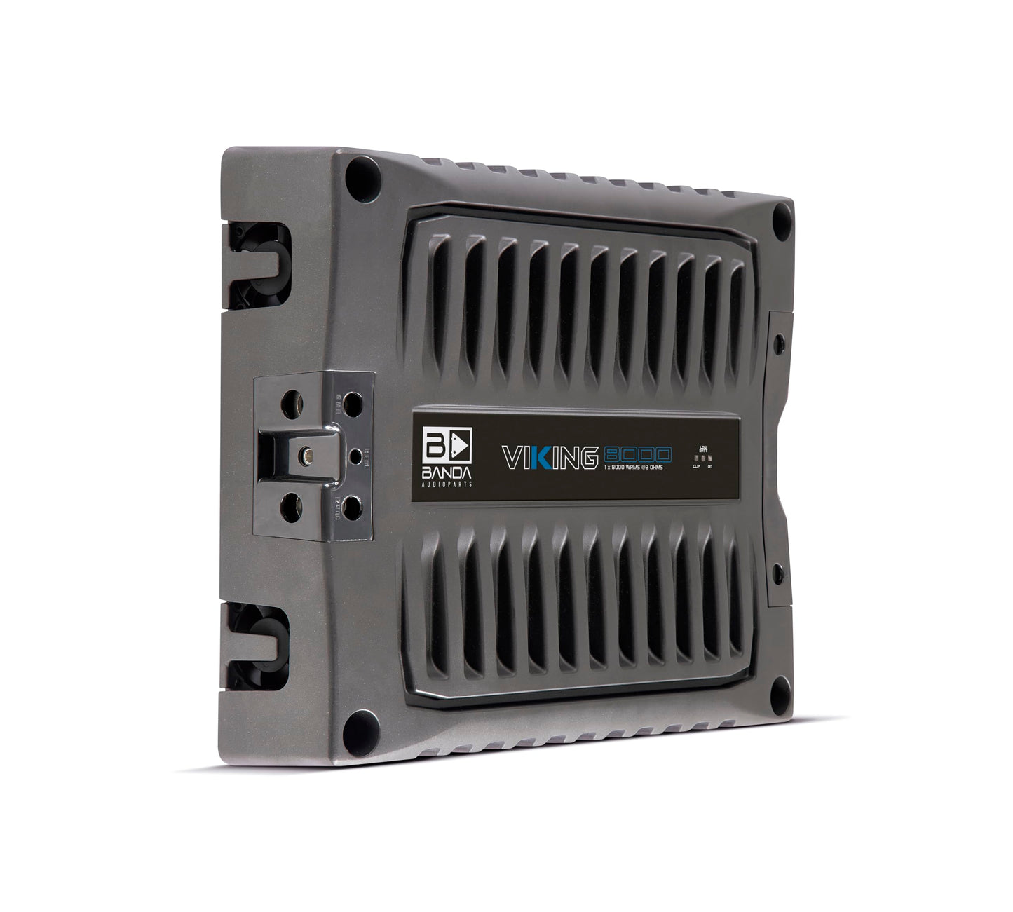 Banda VIK8000.2BK - Amplificador de Coche Altavoz de Audio de 2 ohmios, Rango Completo, Nuevo Viking 8000 vatios Rms, indicador LED de Sonido especializado chasis de Aluminio, Negro