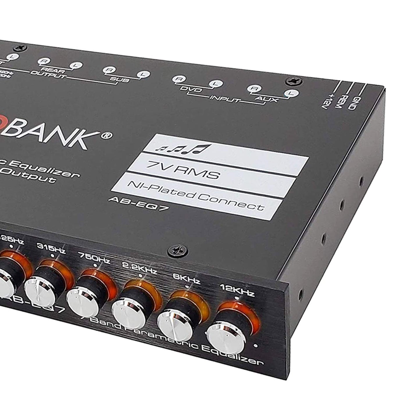 Ecualizador de Audio Audiobank 7 Bandas Ajustable para Coche con Salida de Subwoofer 43-120Hz