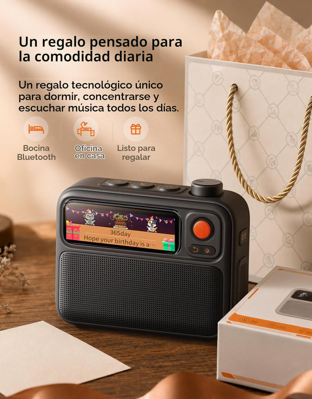 Máquina de Ruido Blanco Divoom Flowtoo Negro con Bocina Bluetooth y Despertador