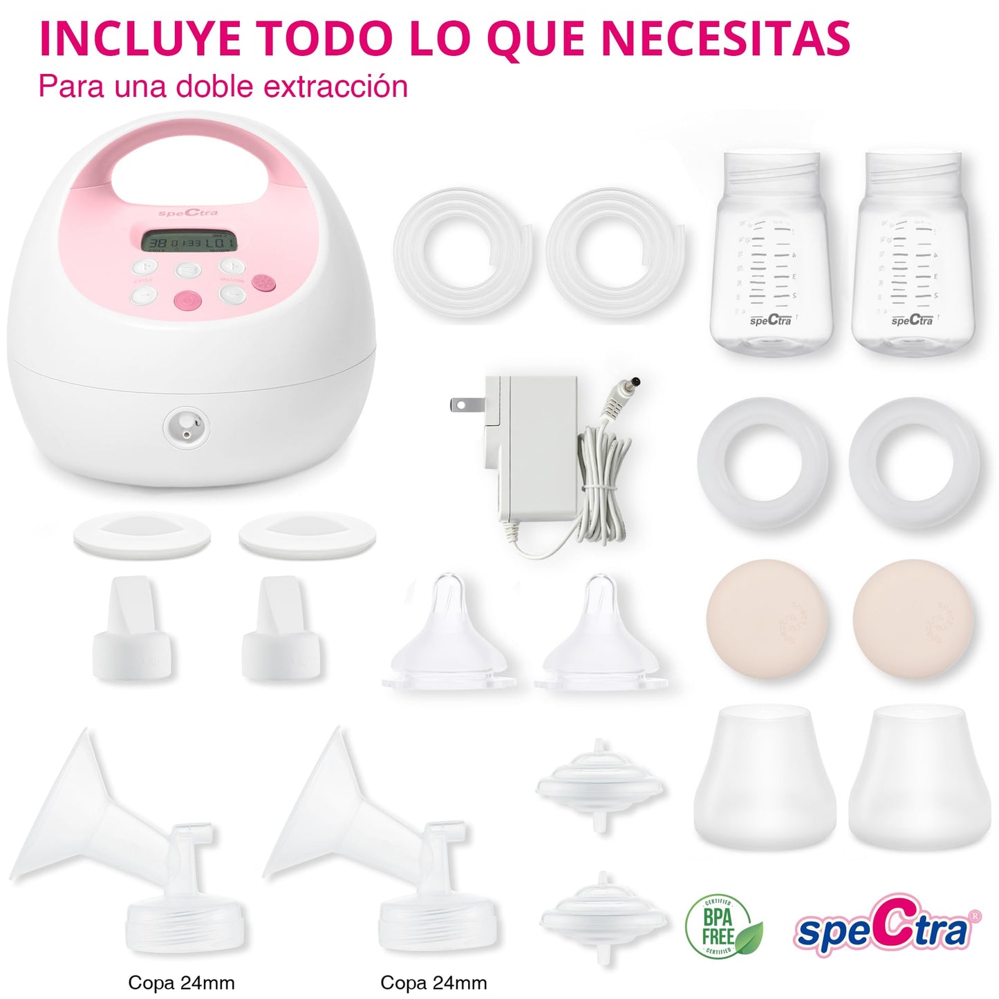 Extractor de Leche Eléctrico Doble Spectra S2 Plus Grado Hospitalario Sistema Cerrado Original