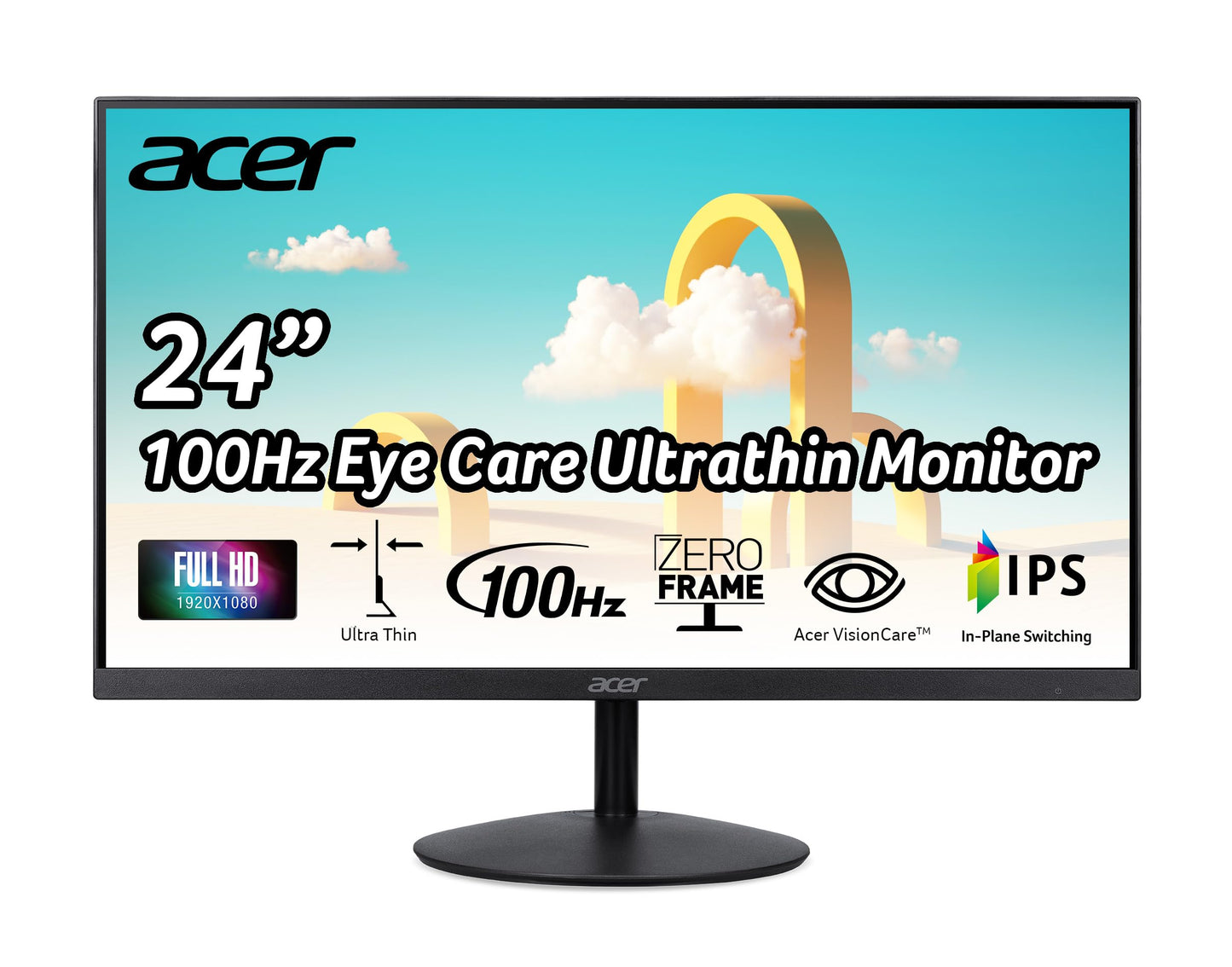 Acer Monitor SB242Y EBI 23.8" FHD (1920 x 1080) Panel IPS | Tecnología AMD FreeSync | Diseño Ultra Slim | 100Hz | 1ms (VRB) | Puertos HDMI y VGA