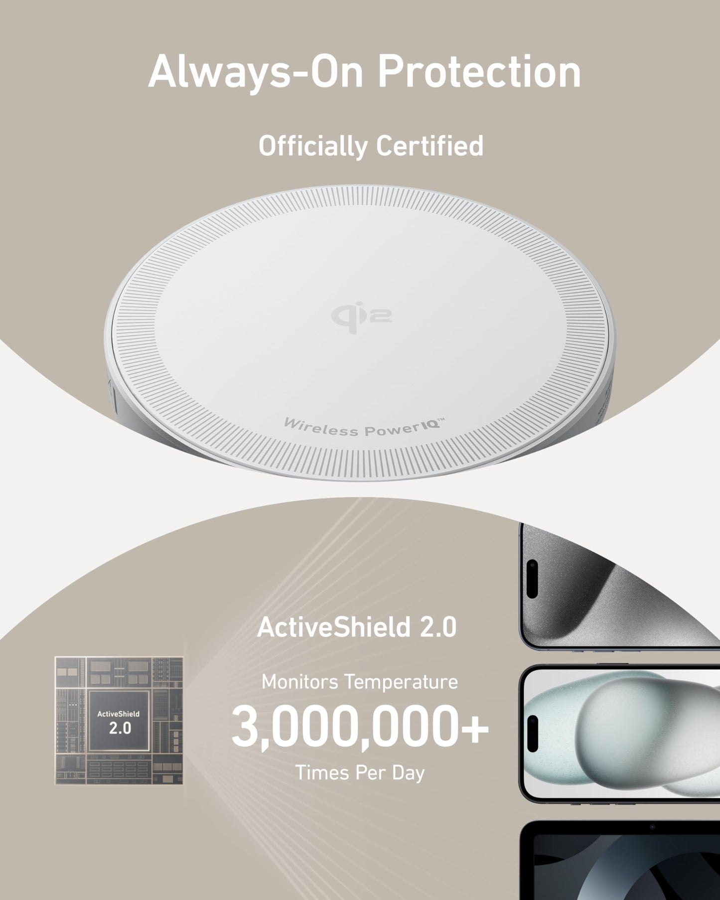 Anker MagGo Cargador Inalámbrico iphone,Base de Carga Inalámbrica y Magnética,Ultrarápida 15W Qi2 Certificado Compatible con MagSafe,para iPhone 15/15 Plus/15 Pro/15 Pro Max/14/13 Series (Sin Enchufe)