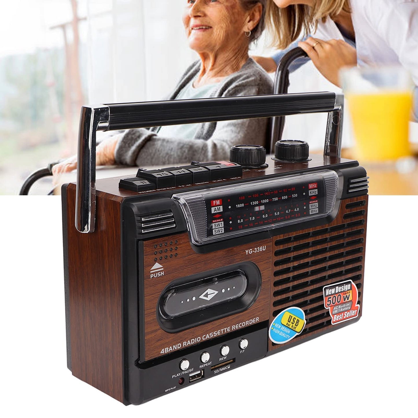 Actualice el Combo de Reproductor de CD y Casete TR621 con Control Remoto, Radio AM FM Portátil Boombox, Sonido Estéreo del Reproductor MP3, USB, Puerto TF, para la Familia