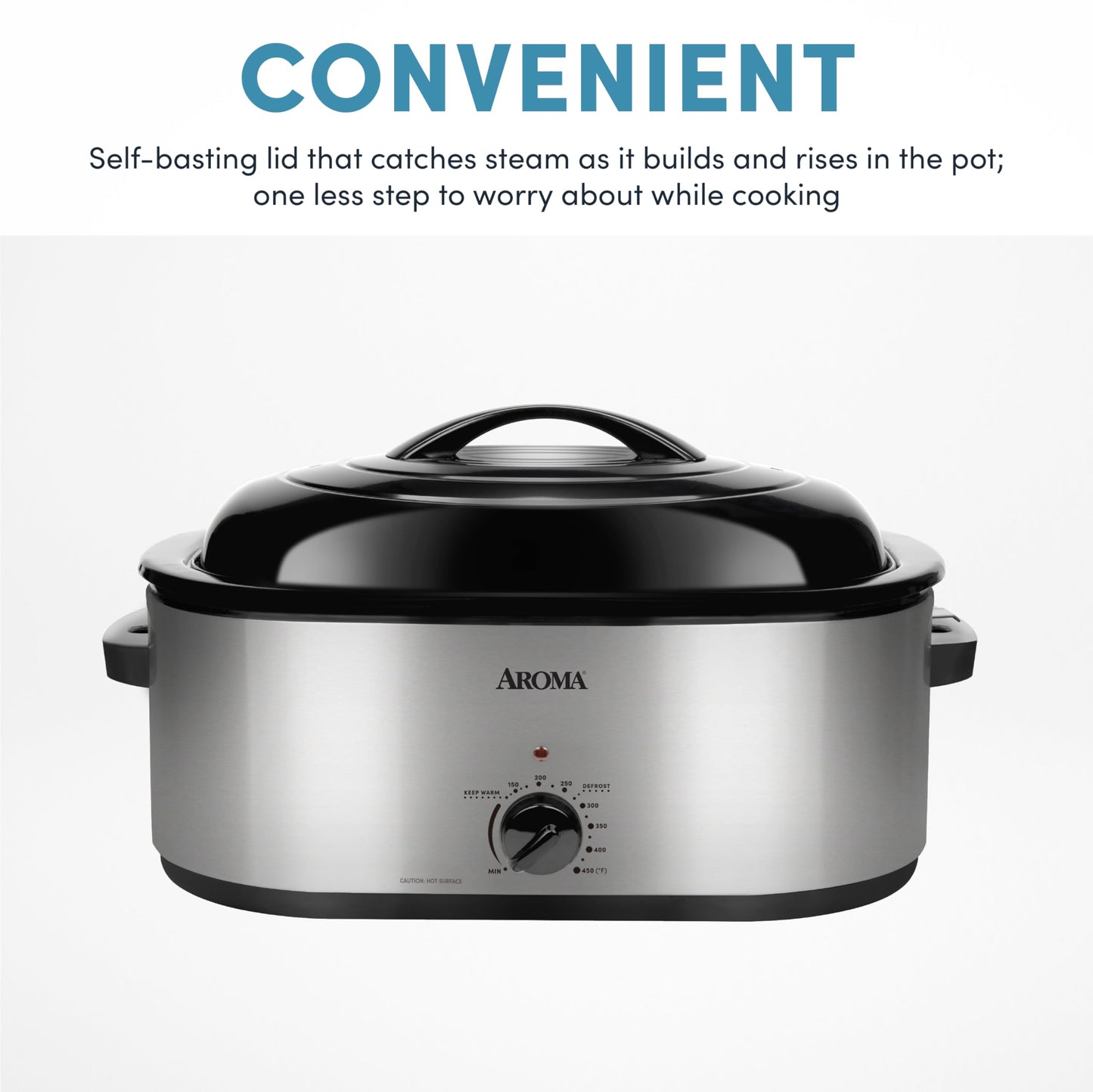 AROMA 22Qt. Horno tostador con tapa autohiladora de acero inoxidable