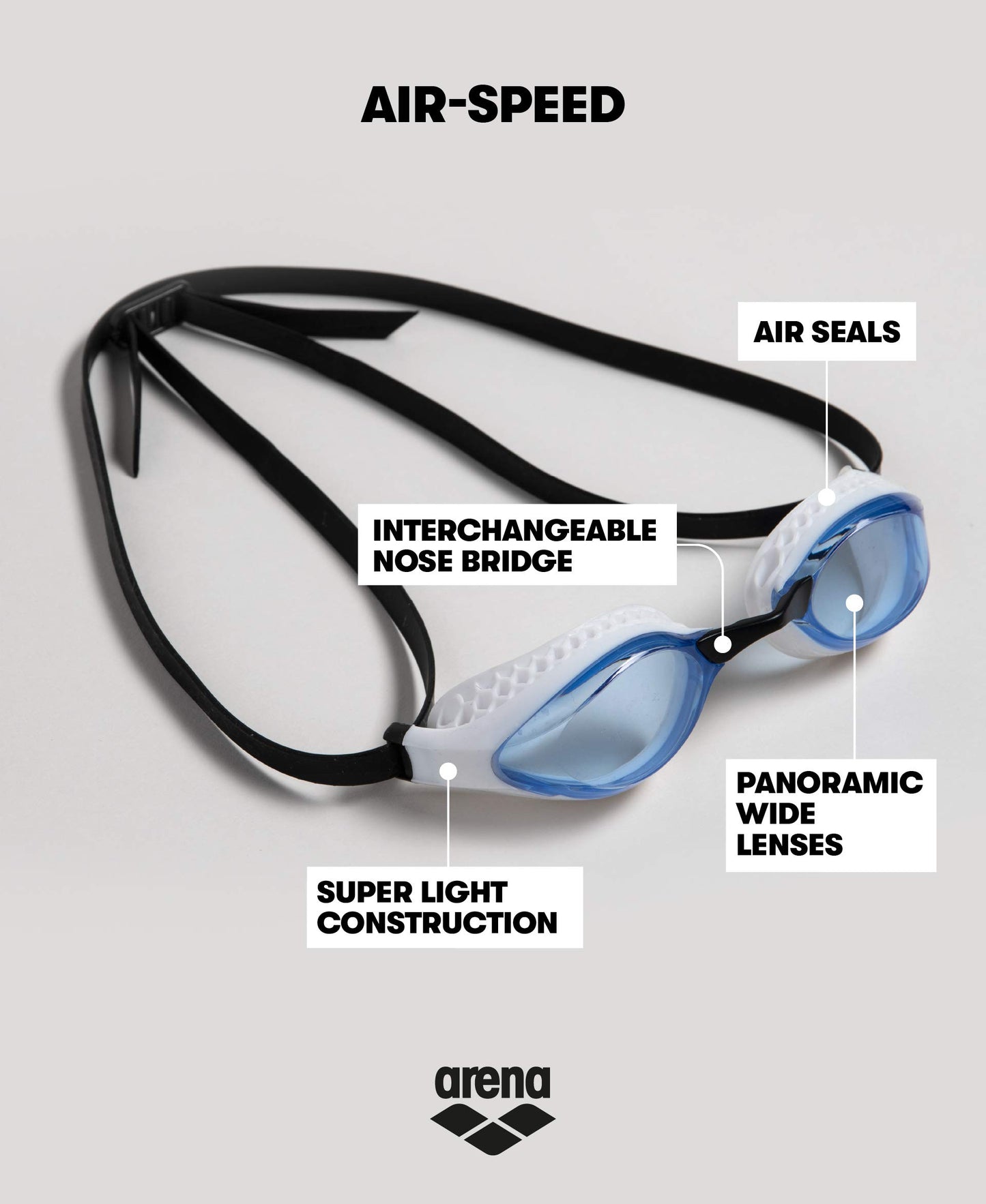 ARENA - anteojos de natación Unisex para Adultos, con Velocidad de Aire, antivaho, para Hombres y Mujeres, tecnología Especial de Sellado de Aire, sin Fugas, Lente sin Espejo, Humo Oscuro/Morado