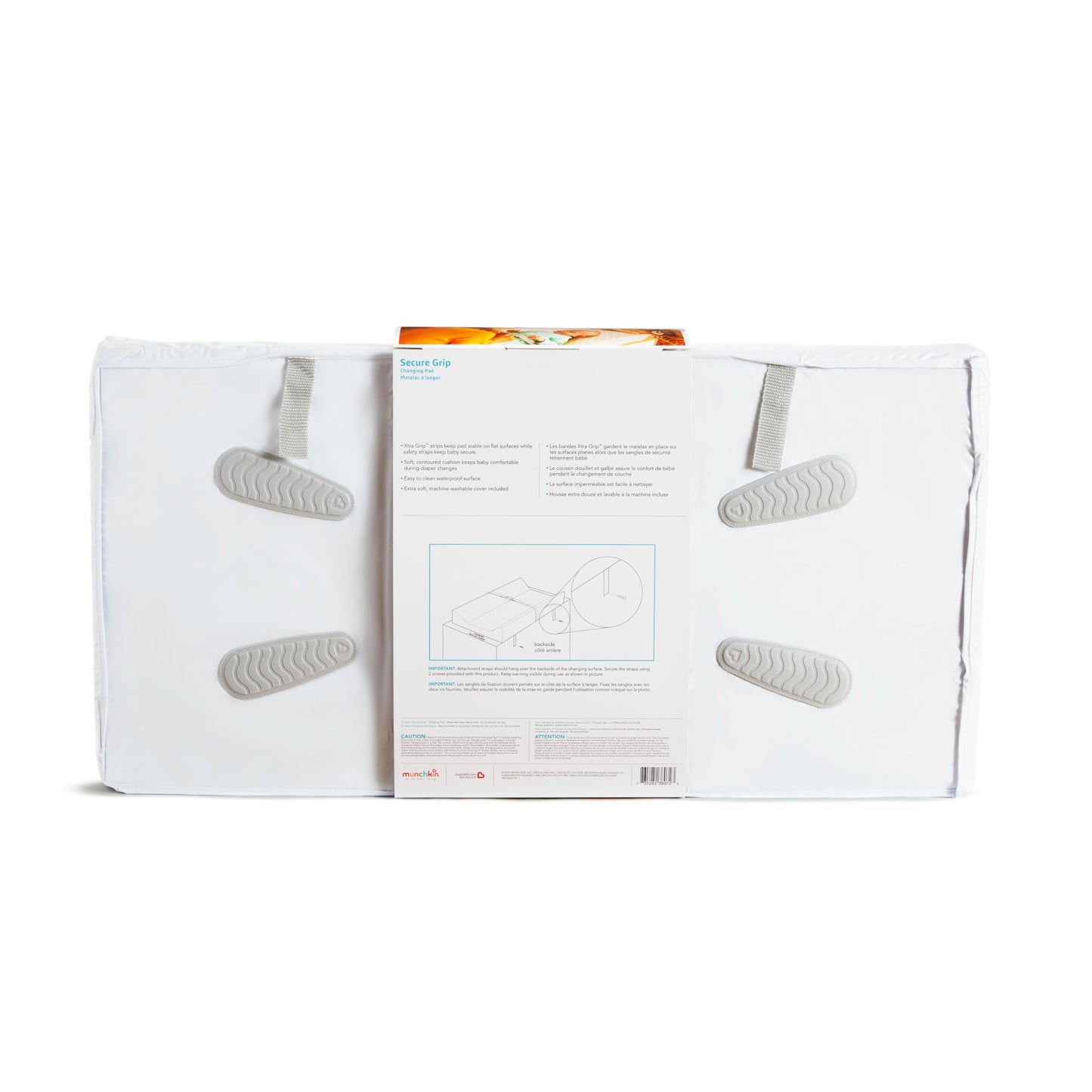 Cambiador de Pañales Munchkin Blanco Tela Impermeable con Agarre Seguro