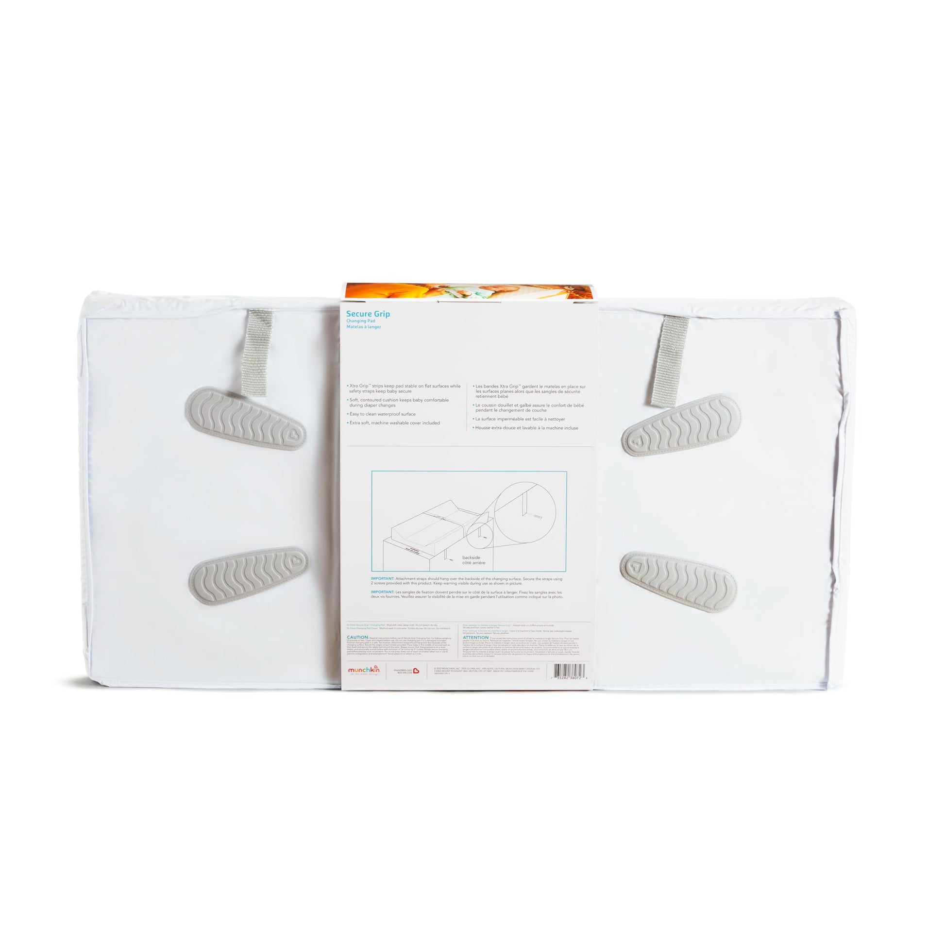 Cambiador de Pañales Munchkin Blanco Tela Impermeable con Agarre Seguro