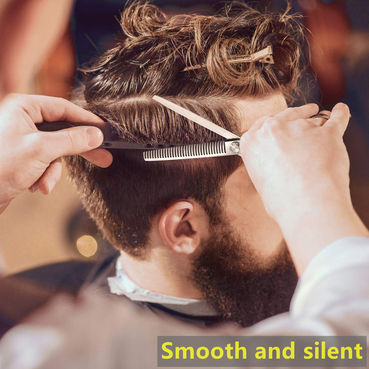 Fengliren Tijeras profesionales de alta gama para adelgazar el cabello, tijeras de corte de dientes, tijeras de peluquería texturizadoras extremadamente afiladas de aleación de acero inoxidable de 6.5