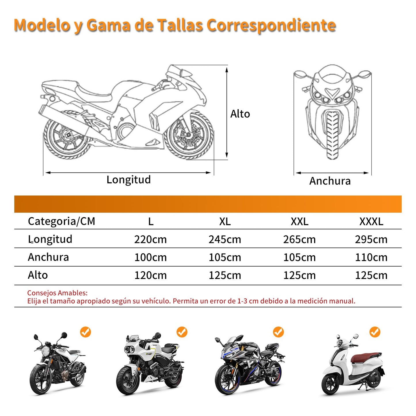 KTMOUW Funda para Moto Motocicleta 210D Impermeable Cubierta para Moto con Tiras Reflectantes Funda para Motoneta Protección contra el Polvo, Escombros, Lluvia y Clim